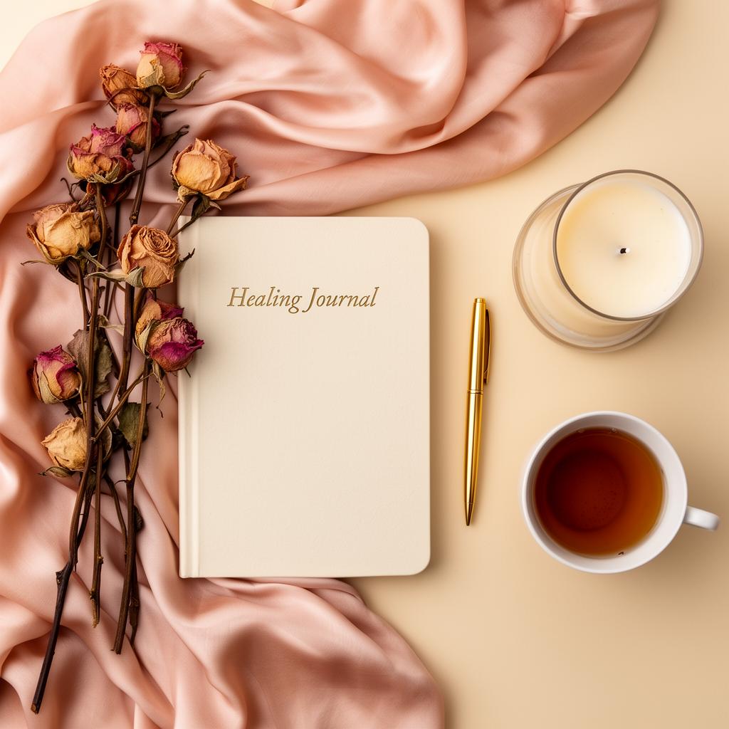 Healing journal with dried roses